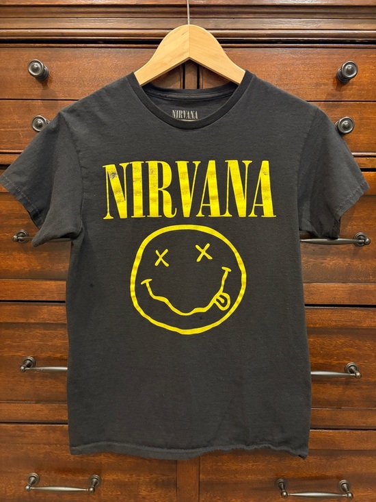 NIRVANA Other - Nirvana Smiley Face Black Band Tee Grunge Rock Kurt Cobain Cotton Sz S
